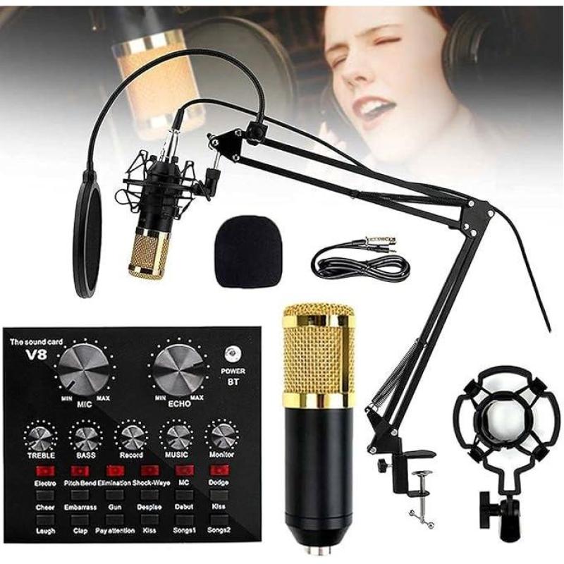 Microphone Studio BM800 avec carte son V8 - Micro BM 800 pour studio à condensateur - Pack Studio Original BIG PCB