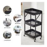 Chariot de Cuisine Pliable à 3 Niveaux en Métal