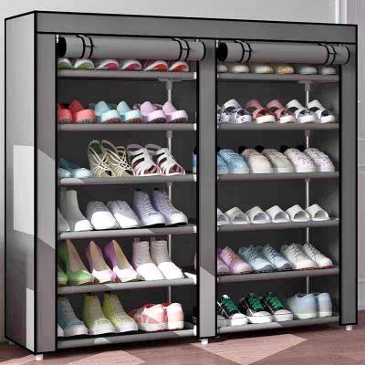 Armoire à chaussures avec portes doubles – Couleur gris élégante