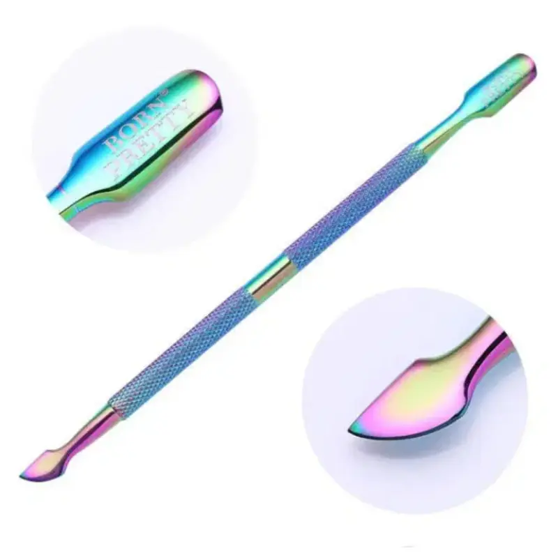 Ensemble de 4 Repoussoirs et Coupe-Cuticules Professionnels Effet Arc-en-Ciel pour Manucure Parfaite