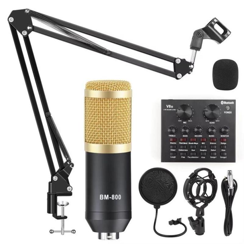 Microphone Studio BM800 avec carte son V8 - Micro BM 800 pour studio à condensateur - Pack Studio Original BIG PCB