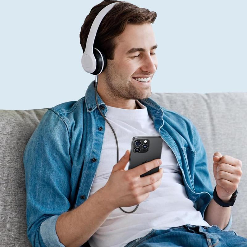 Câble Jack USB-C 1M (2 Pack) – Adaptateur Audio USB-C vers Jack 3.5mm, Câble Auxiliaire Nylon Résistant, Compatible avec Smartphones et Tablettes