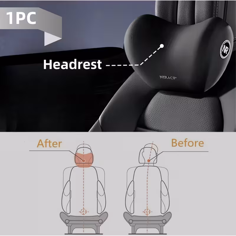 Oreiller de cou pour voiture en mousse à mémoire – Soutien respirant pour appuie-tête