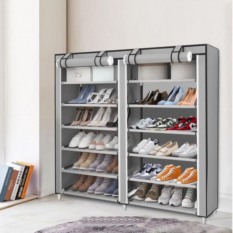 Armoire à chaussures avec portes doubles – Couleur gris élégante