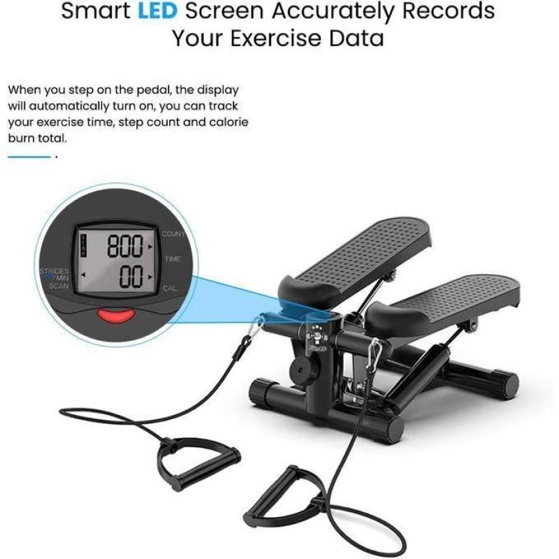 Stepper compact avec bandes élastiques – Parfait pour sculpter votre corps et brûler les calories à domicile