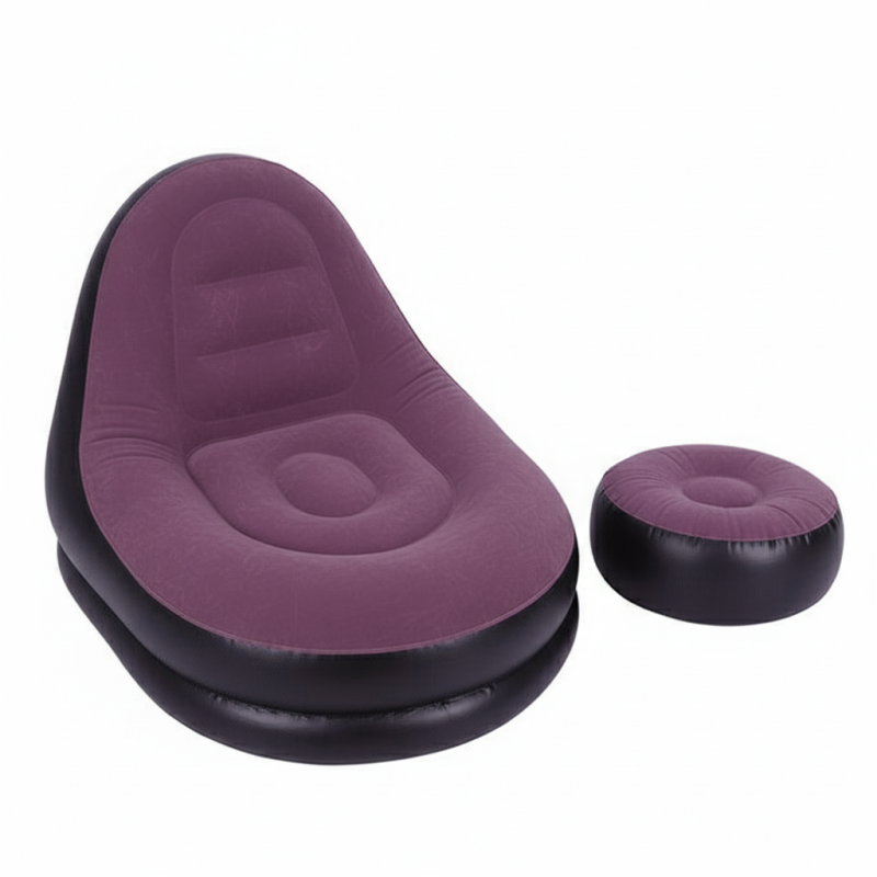 Fauteuil Gonflable Compact et Confortable, avec Coussin de Pied, Idéal pour Plage et Jardin