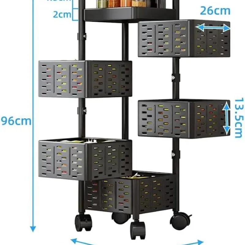 Panier à légumes et fruits rotatif 5 étages – Carré
